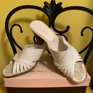 Bandolino White Leather Mules